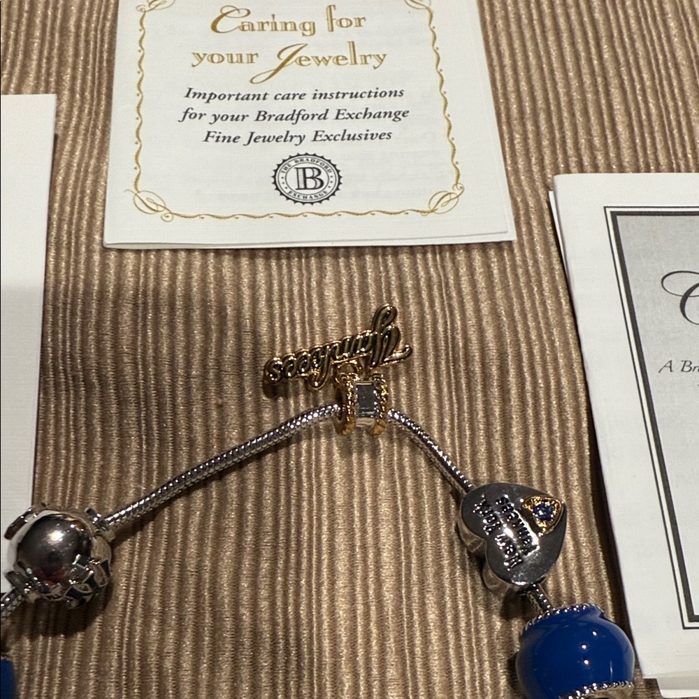 The Bradford Exchange Blue and Silver New York Yankees #1 Fan Charm Bracelet - Picture 10 of 12